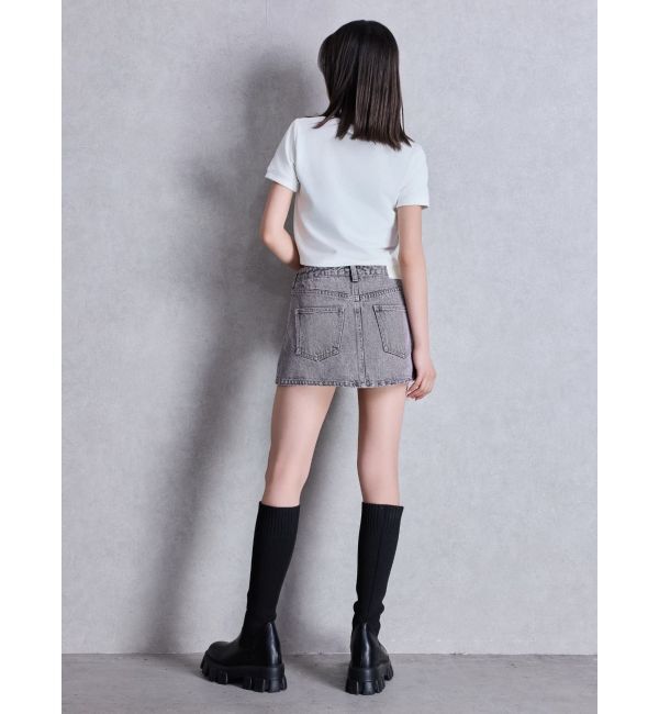 GYDA「ハイウエストダメージスカートライクデニムショートパンツ」|スカート|