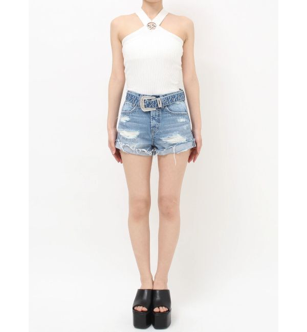 GYDA「ハイウエストLos Angeles bijouダメージデニムショートパンツ」|デニム|