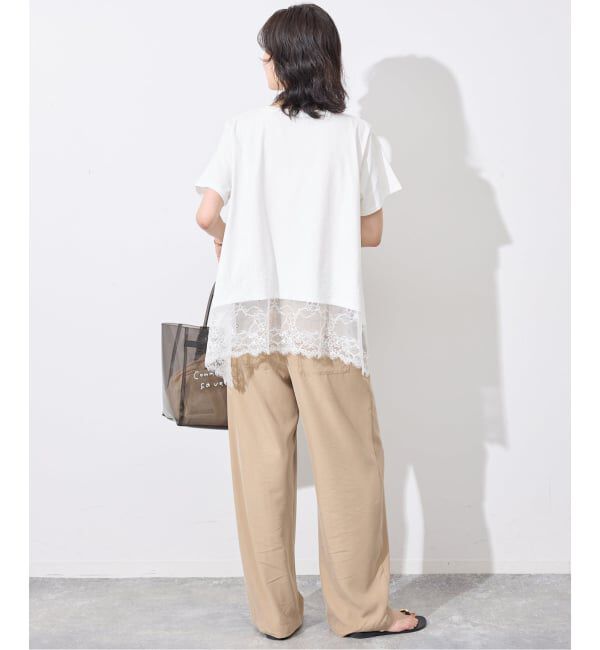 SLOBE IENA「《シリーズあり/予約》レースコンビハーフスリーブカットソー」|Tシャツ・カットソー|