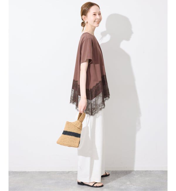 SLOBE IENA「《シリーズあり/予約》レースコンビハーフスリーブカットソー」|Tシャツ・カットソー|