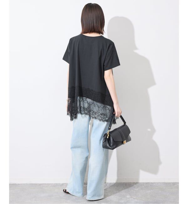 SLOBE IENA「《シリーズあり/予約》レースコンビハーフスリーブカットソー」|Tシャツ・カットソー|