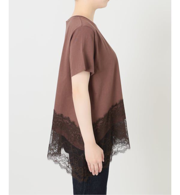 SLOBE IENA「《シリーズあり/予約》レースコンビハーフスリーブカットソー」|Tシャツ・カットソー|