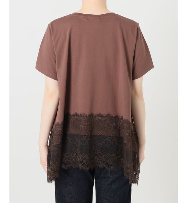 SLOBE IENA「《シリーズあり/予約》レースコンビハーフスリーブカットソー」|Tシャツ・カットソー|