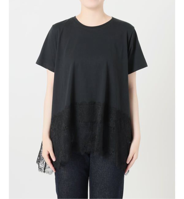 SLOBE IENA「《シリーズあり/予約》レースコンビハーフスリーブカットソー」|Tシャツ・カットソー|