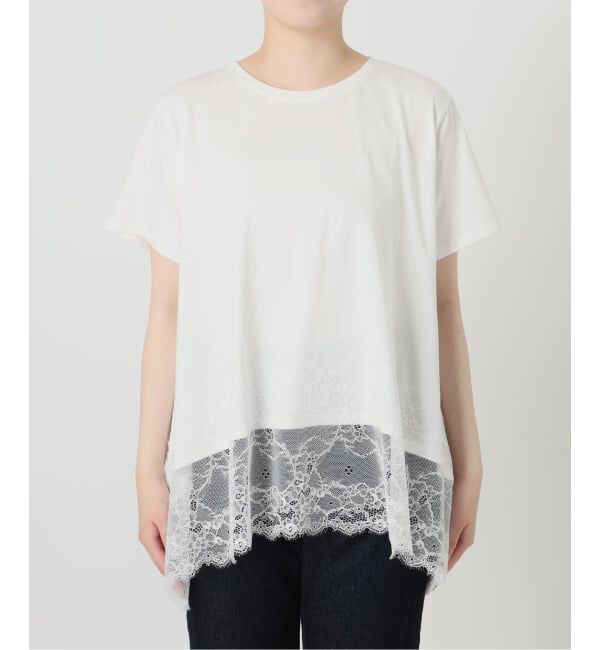SLOBE IENA「《シリーズあり/予約》レースコンビハーフスリーブカットソー」|Tシャツ・カットソー|