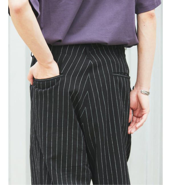 JOURNAL STANDARD「リネン ポリ ストライプ オーバー パンツ」|スラックス|