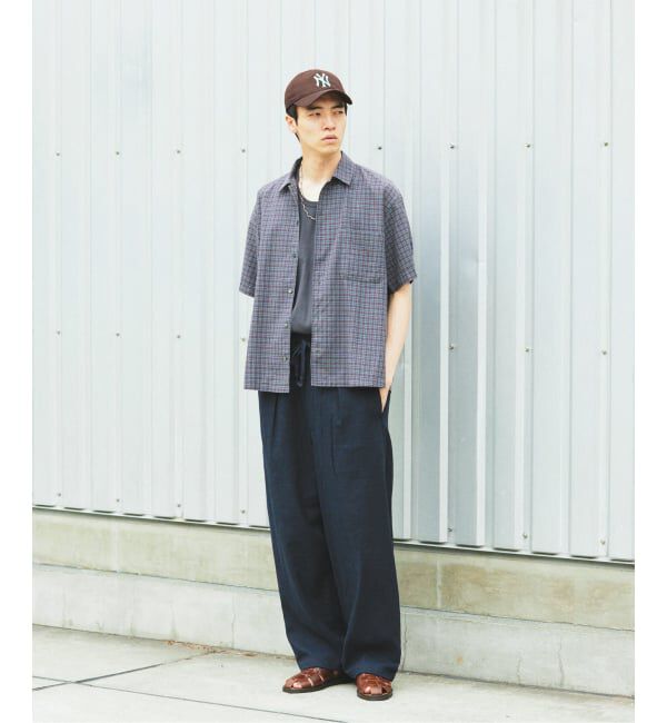 JOURNAL STANDARD「リネン ポリ ストライプ オーバー パンツ」|スラックス|