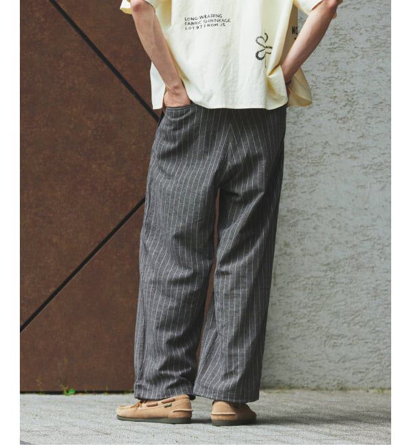 JOURNAL STANDARD「リネン ポリ ストライプ オーバー パンツ」|スラックス|