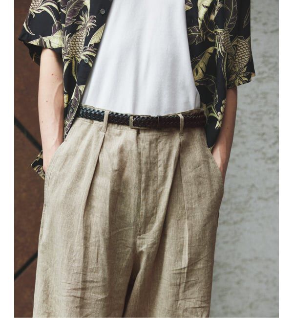 JOURNAL STANDARD「リネン ポリ ストライプ オーバー パンツ」|スラックス|