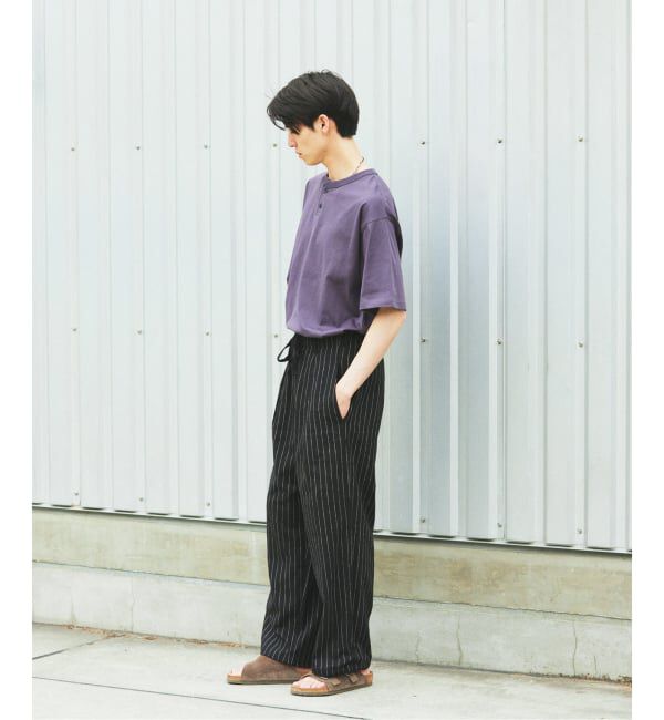 JOURNAL STANDARD「リネン ポリ ストライプ オーバー パンツ」|スラックス|
