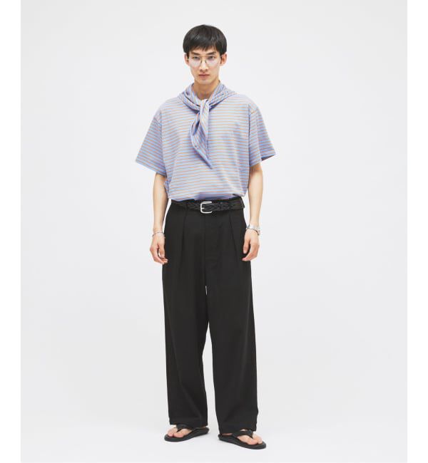 JOURNAL STANDARD「リネン ポリ ストライプ オーバー パンツ」|スラックス|