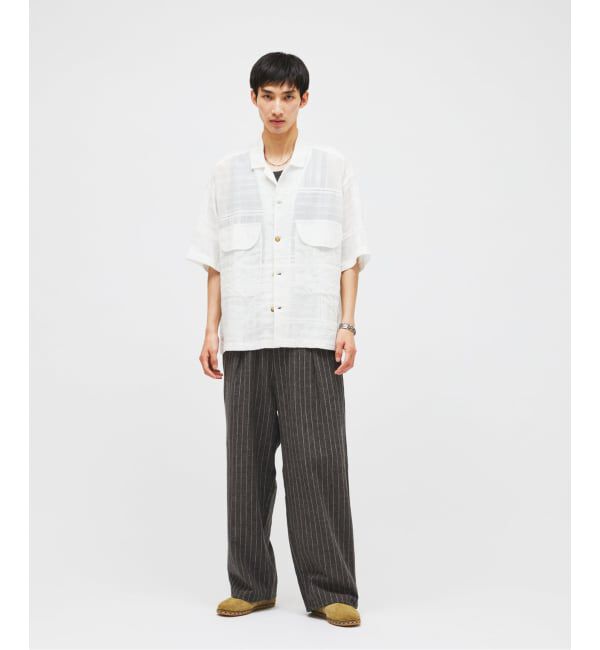 JOURNAL STANDARD「リネン ポリ ストライプ オーバー パンツ」|スラックス|