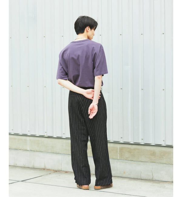 JOURNAL STANDARD「リネン ポリ ストライプ オーバー パンツ」|スラックス|