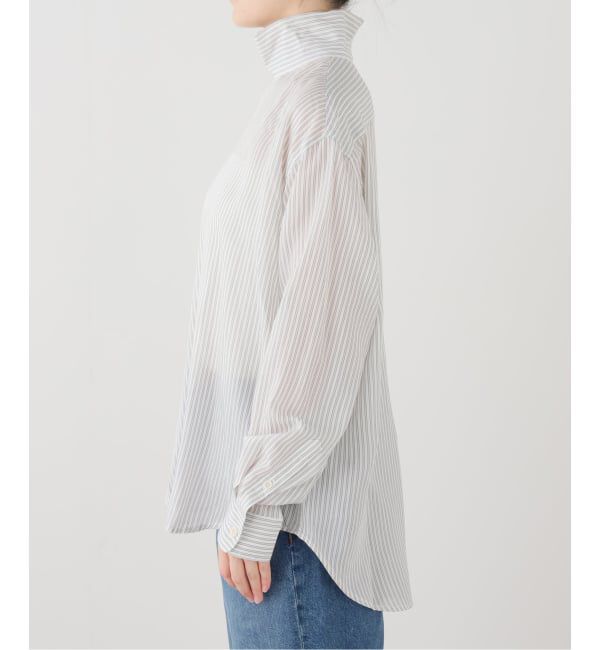 journal standard L'essage「TIBI/ティビ Ultra Light Silk Tencel Striped Funnel Neck シャツ」|シャツ・ブラウス|