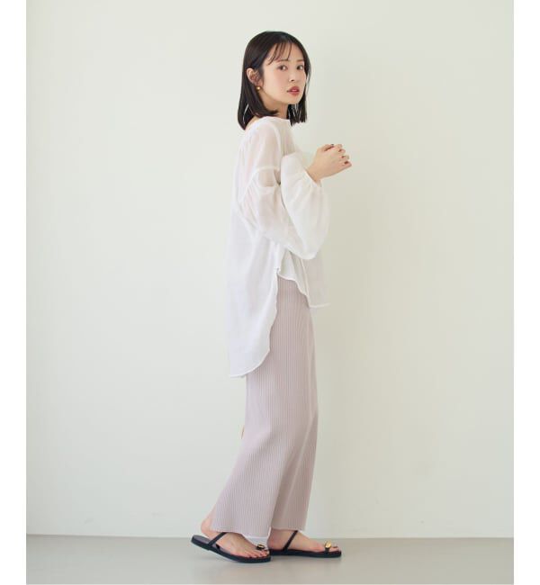 NOBLE「《セットアップ対応》【洗える】ラミーリヨセルツイルギャザーブラウス」|シャツ・ブラウス|