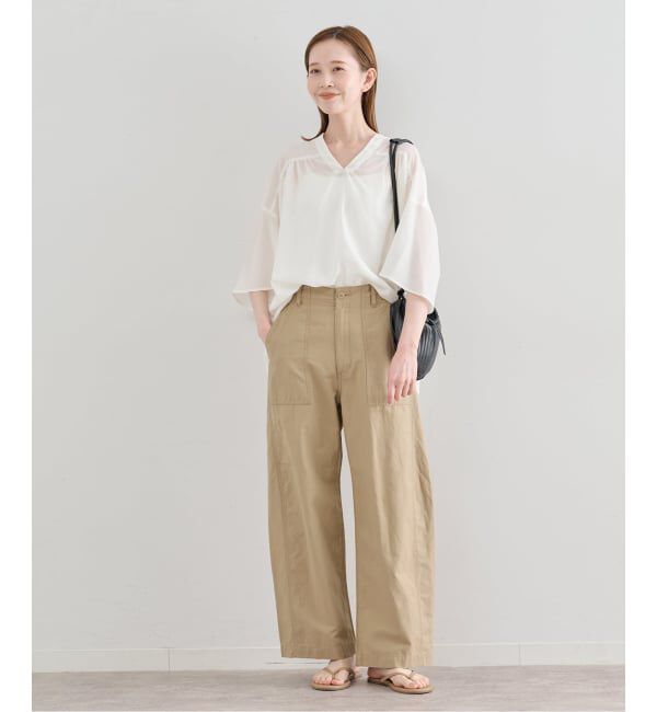 U by SPICK&SPAN「シルキーシフォンギャザーブラウス」|シャツ・ブラウス|