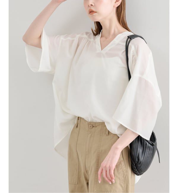 U by SPICK&SPAN「シルキーシフォンギャザーブラウス」|シャツ・ブラウス|
