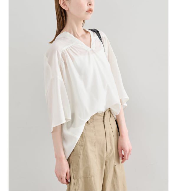 U by SPICK&SPAN「シルキーシフォンギャザーブラウス」|シャツ・ブラウス|