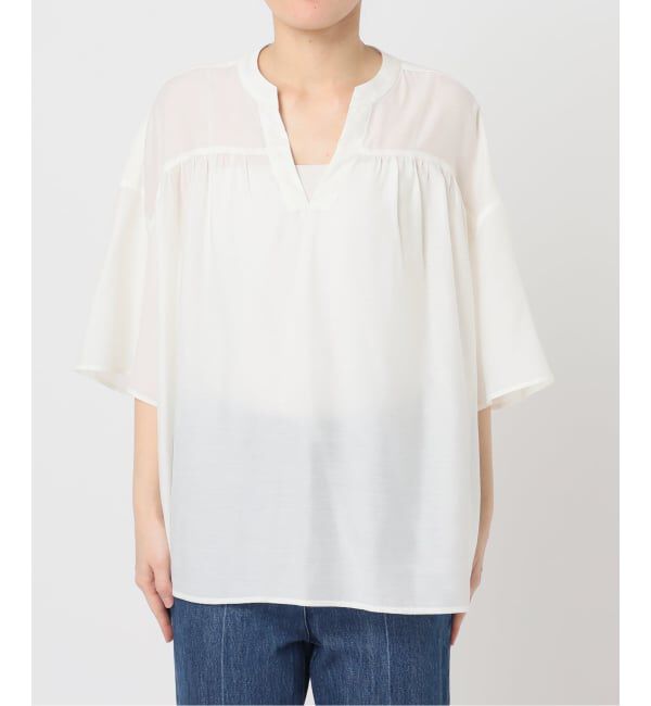 U by SPICK&SPAN「シルキーシフォンギャザーブラウス」|シャツ・ブラウス|