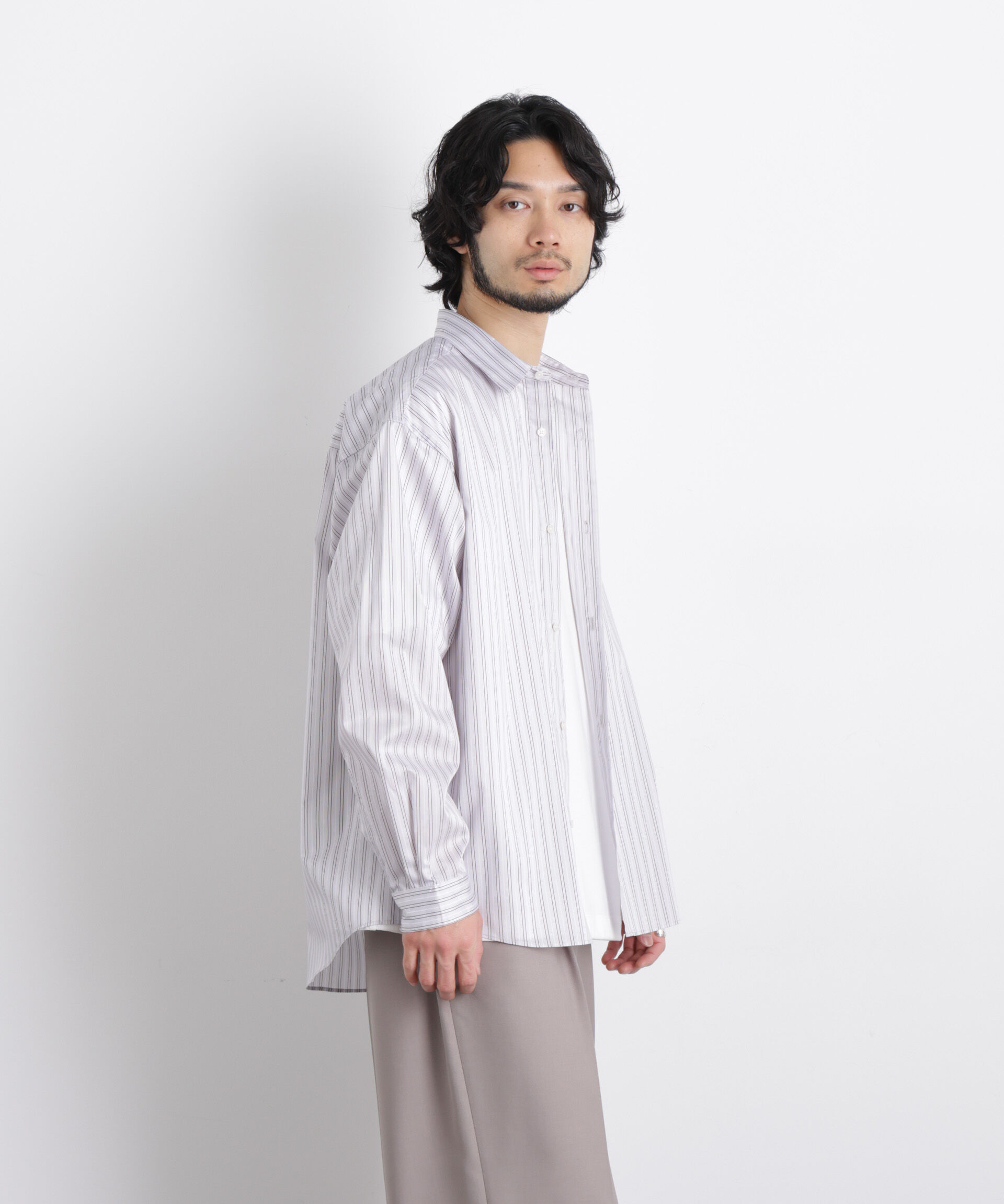 nano･universe「「OtoNANO」大人のワイドシャツレギュラーカラーストライプ長袖」|シャツ・ブラウス|
