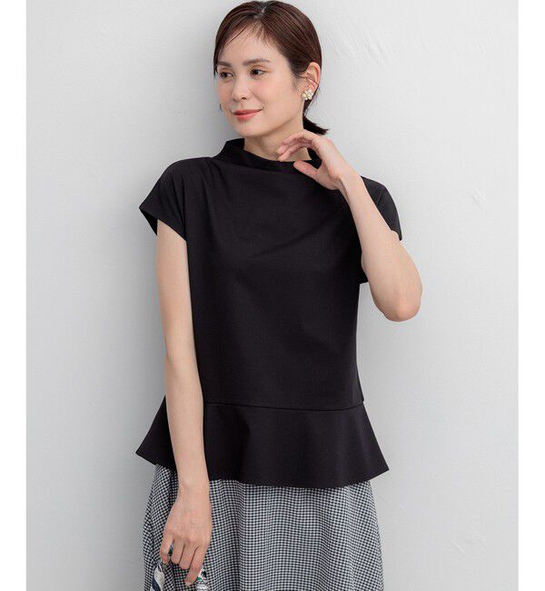 組曲「【WEB限定】プレーティング天竺  ペプラムカットソー」|Tシャツ・カットソー|ブラック系