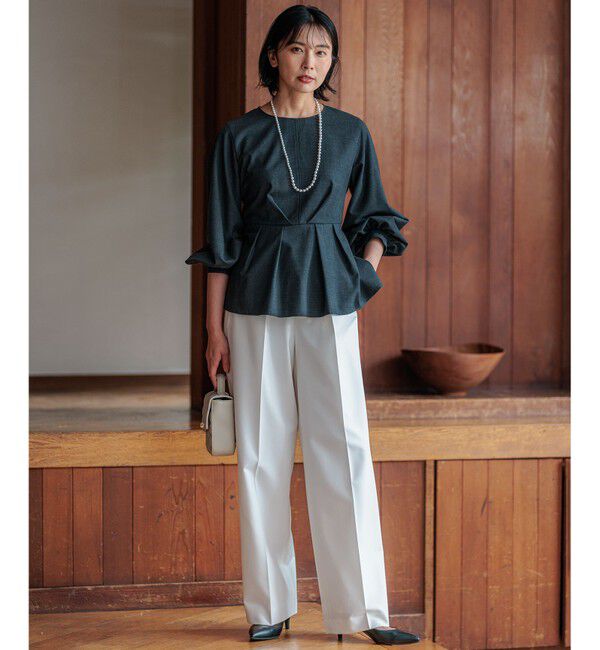 23区「【CLASSY.10月号掲載/洗える】TWマットクロス ペプラム ブラウス」|シャツ・ブラウス|