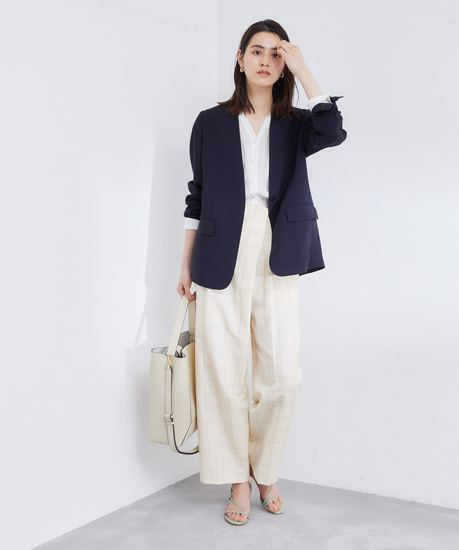 ROPE「【洗える】アシンメトリーラップ風ハイウエストワイドパンツ/セット対応」|その他|