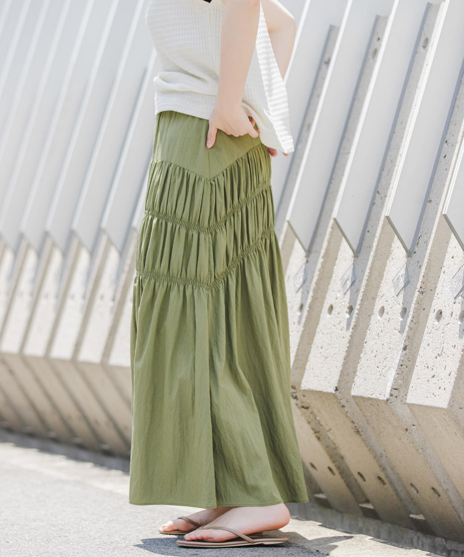 URBAN RESEARCH DOORS「FORK&SPOON　シャーリングスカート」|スカート|