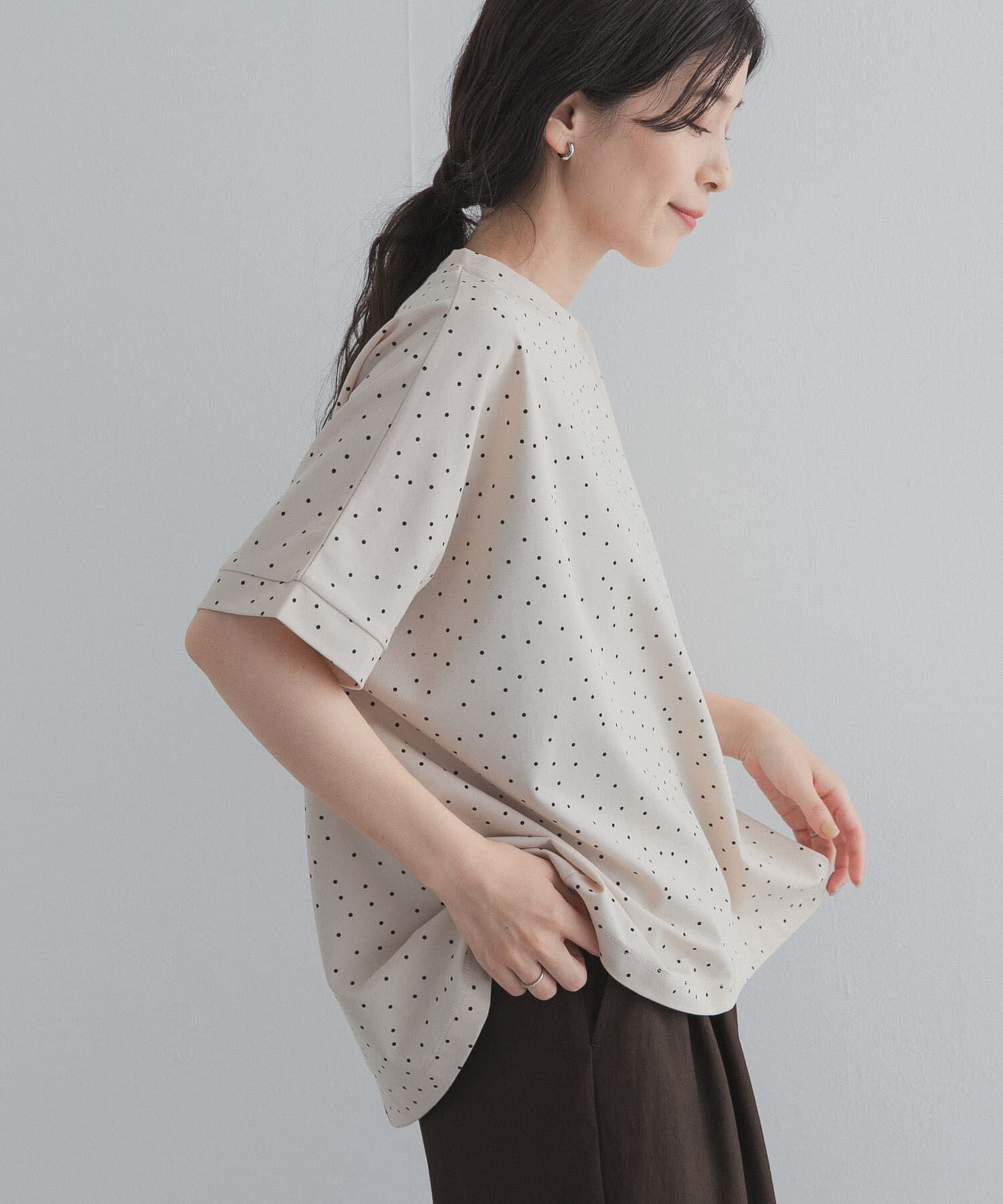 URBAN RESEARCH DOORS「ドットシルケットプルオーバー」|Tシャツ・カットソー|ナチュラル