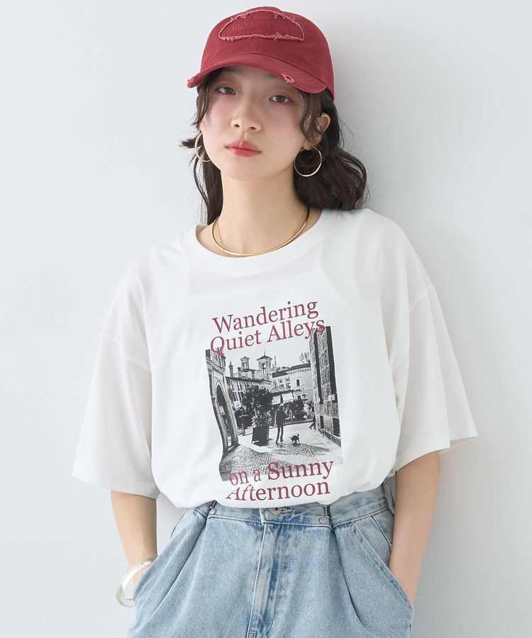 earth music&ecology「アソートプリントレギュラースリットTee」|Tシャツ・カットソー|Off White