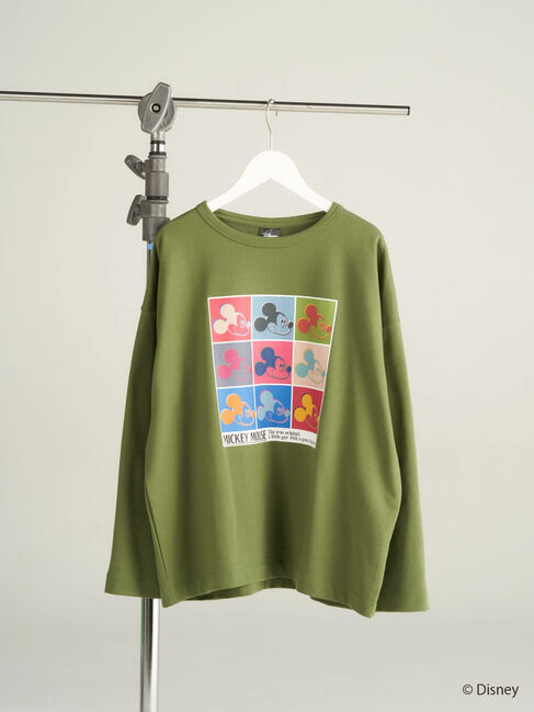  「ずらし絵長袖ミニ裏毛プルオーバー/Mickey」|Tシャツ・カットソー|