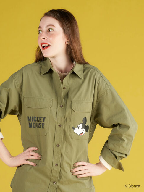  「Wポケットワークシャツ/Mickey」|シャツ・ブラウス|カーキ