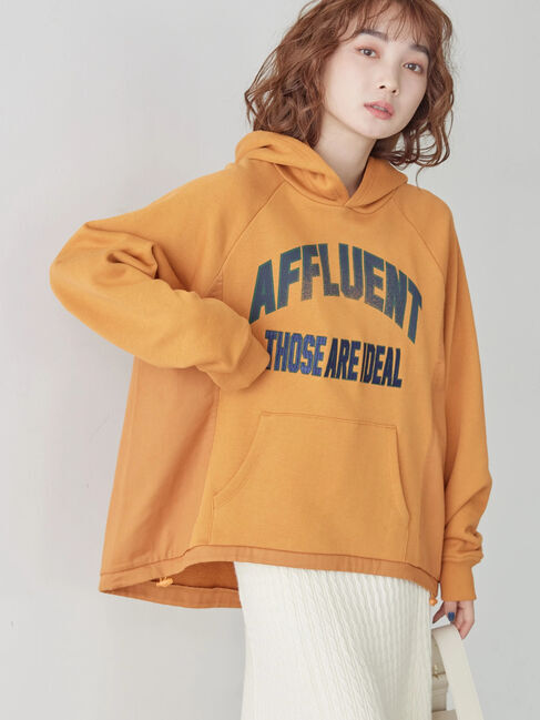  「異素材切り替えドロスト裏毛プルオーバー」|Tシャツ・カットソー|オレンジ