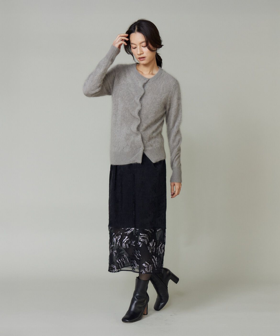 la veille by SUPERIOR CLOSET「カシミヤアシンメトリーカーディガン」|カーディガン|