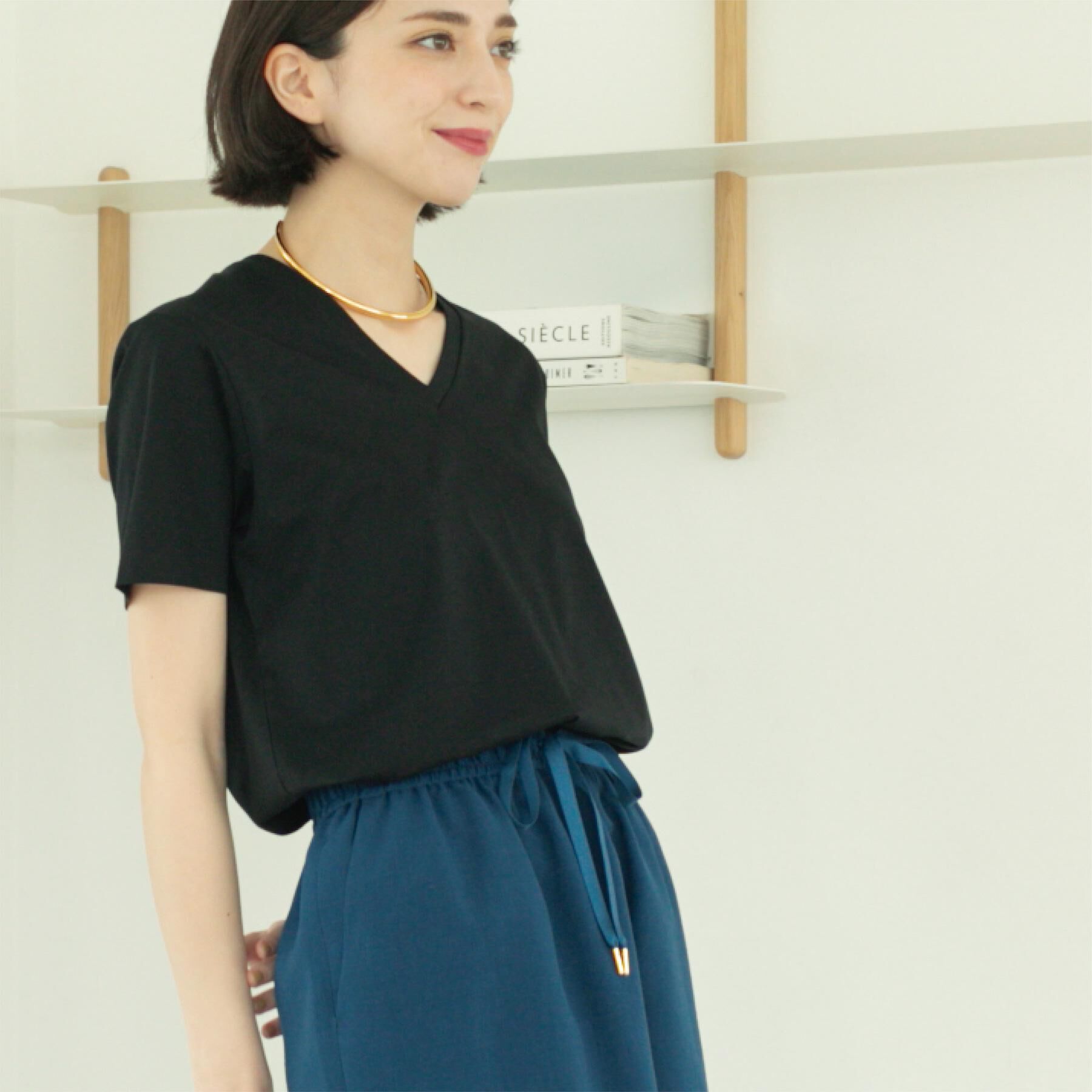 OPAQUE.CLIP「《5色展開／SS-LLサイズ》VネックベーシックTシャツ【接触冷感／洗濯機洗い可】」|Tシャツ・カットソー|