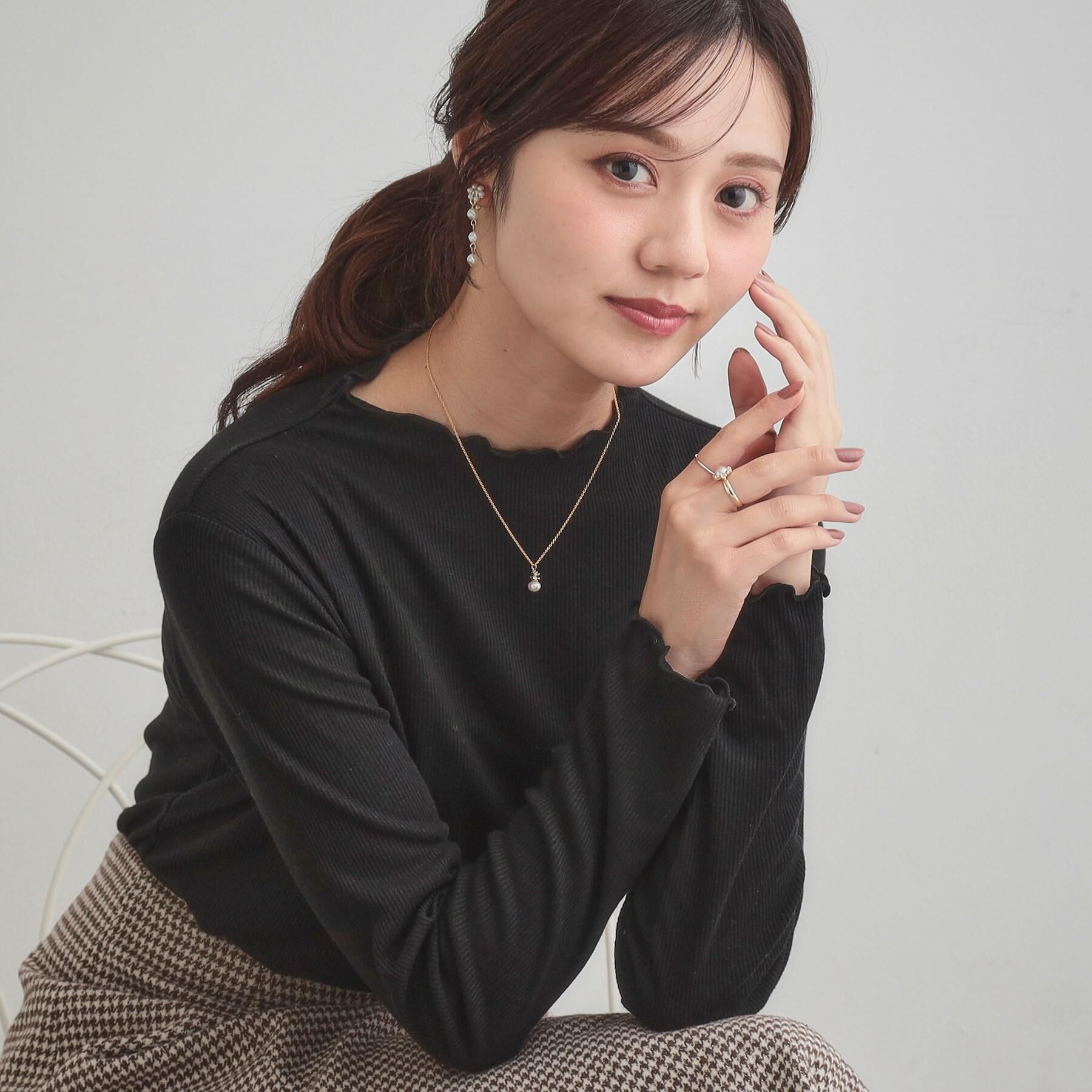 Couture broach「【ほんのりシアー・きれいめ】サステナブル テレコインナートップス」|Tシャツ・カットソー|ブラック(019)