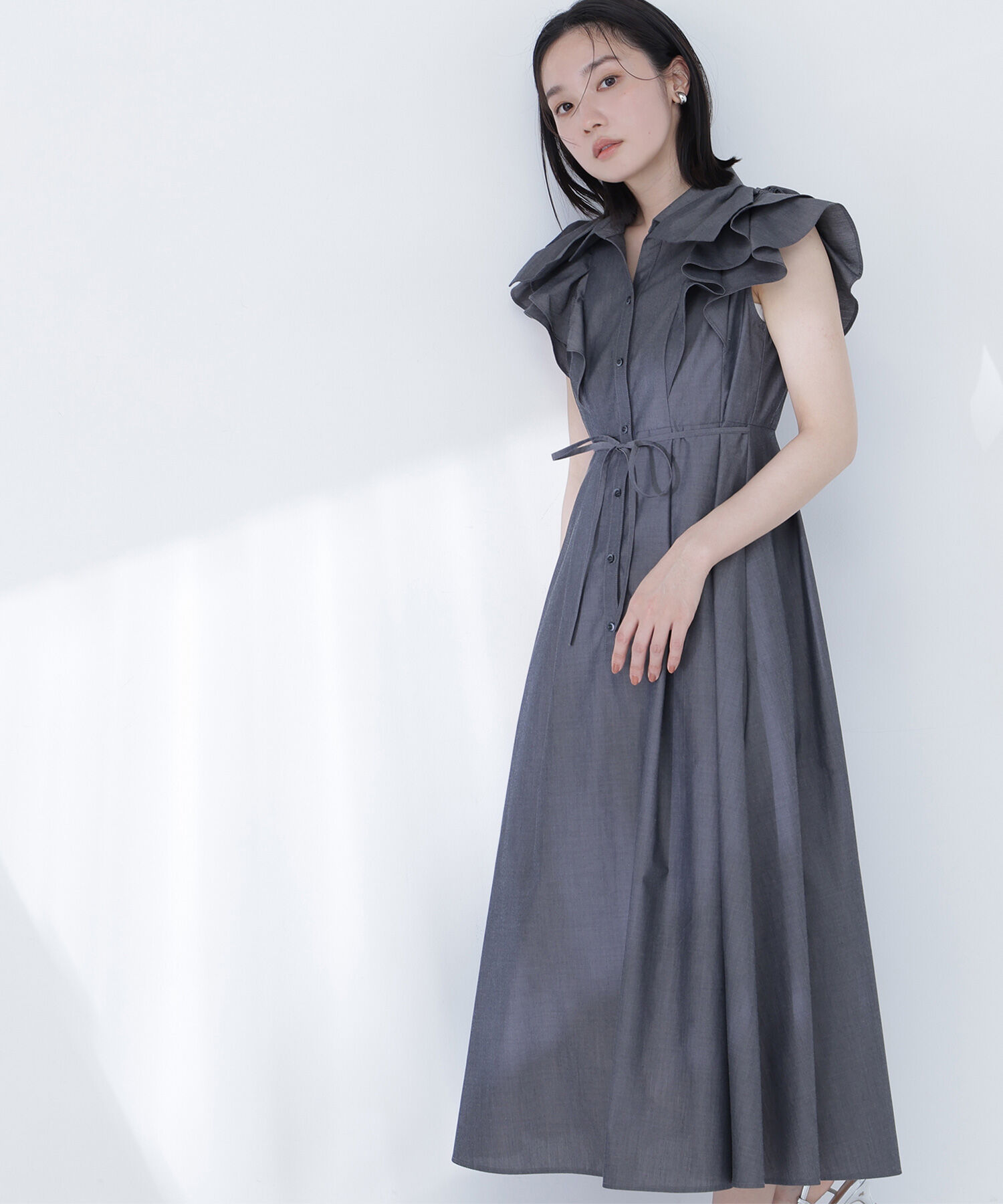  「〈山本里菜さんコラボ〉リボンラッフルシャツワンピース」|ワンピース|