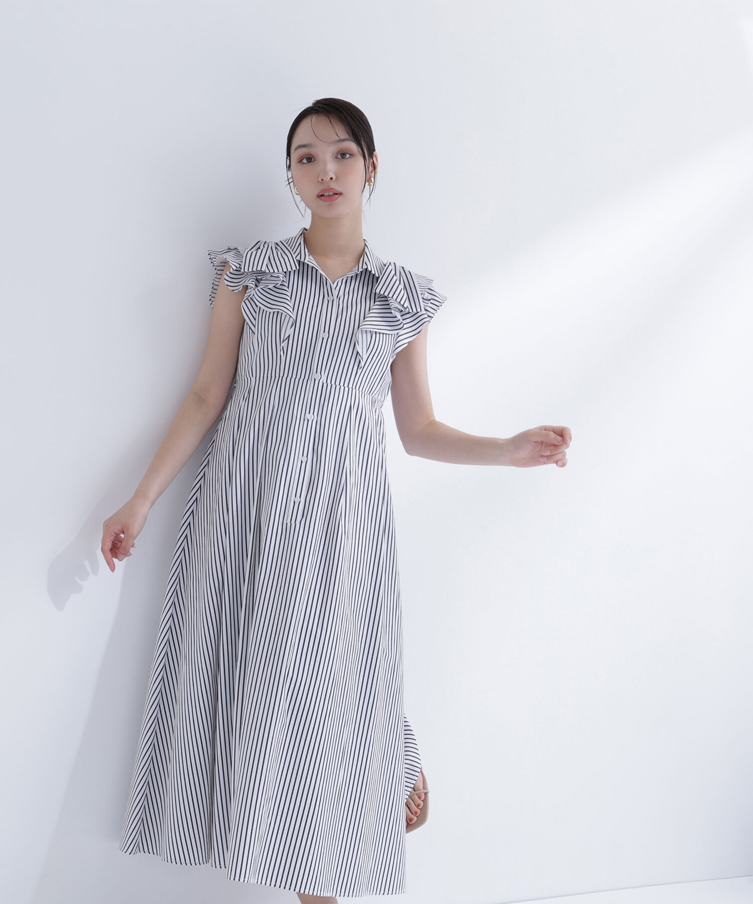  「〈山本里菜さんコラボ〉リボンラッフルシャツワンピース」|ワンピース|