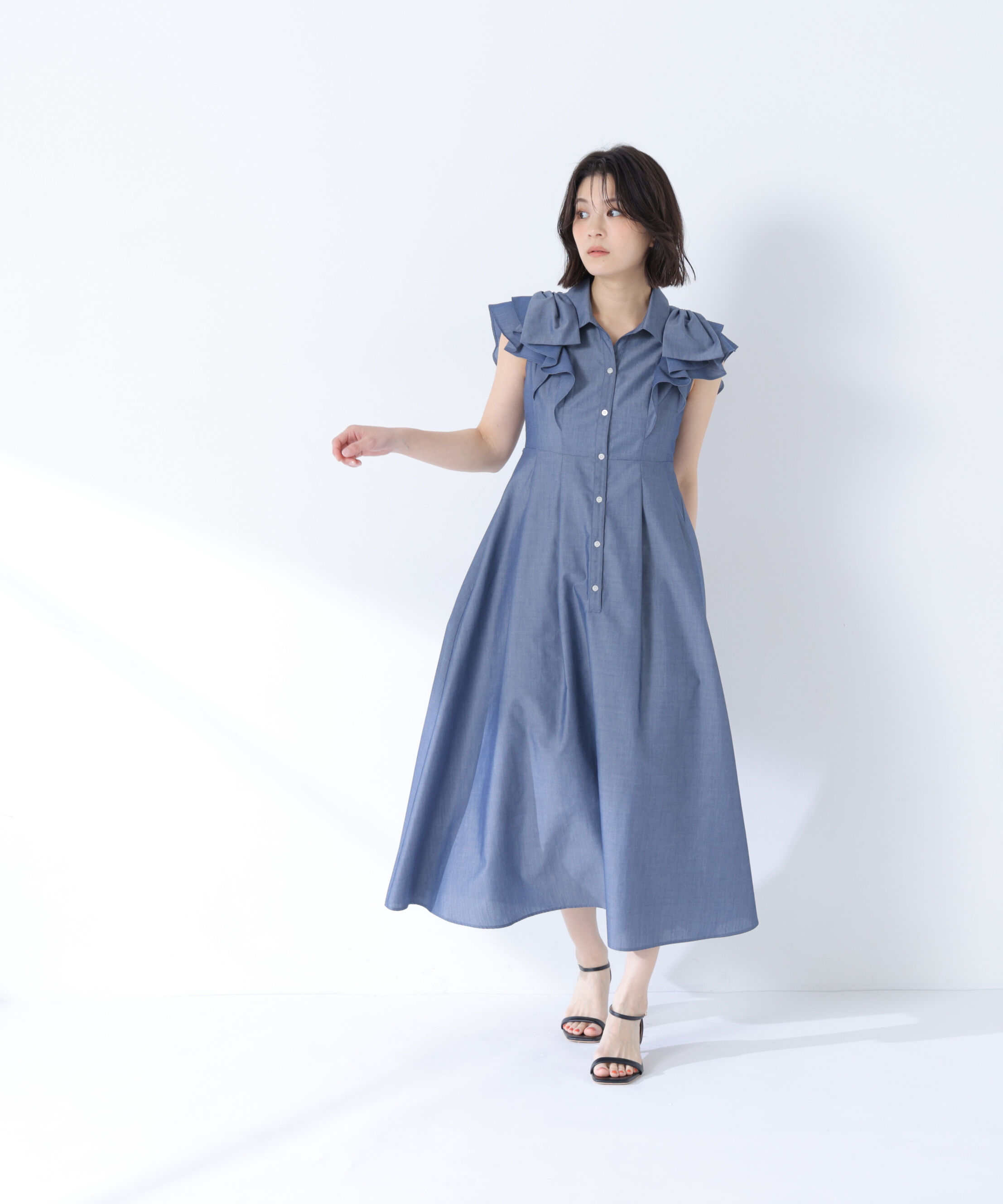  「〈山本里菜さんコラボ〉リボンラッフルシャツワンピース」|ワンピース|