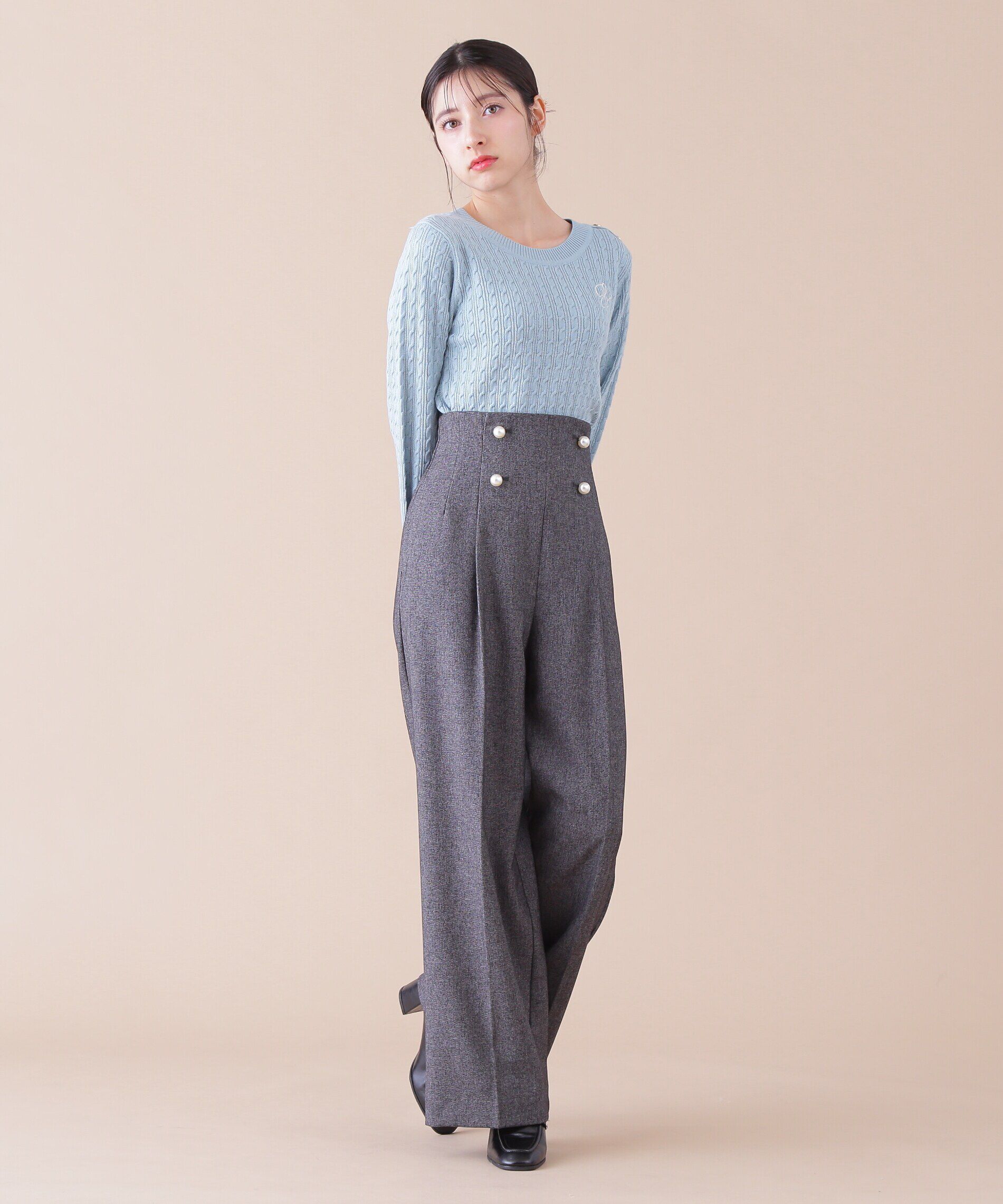  「パールボタンワイドパンツ」|その他|