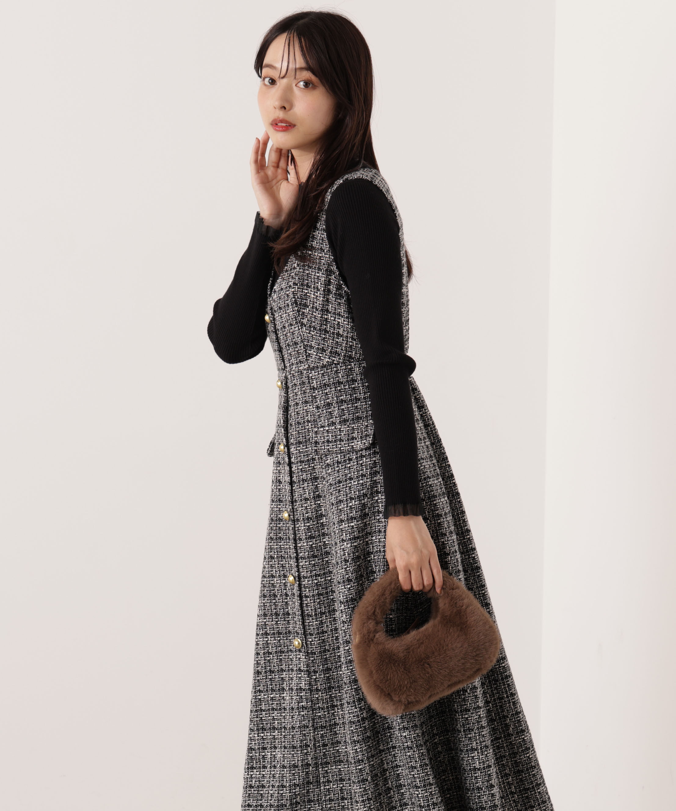 PROPORTION BODY DRESSING「ミックスツイードロングジャンスカ  25AW」|ワンピース|