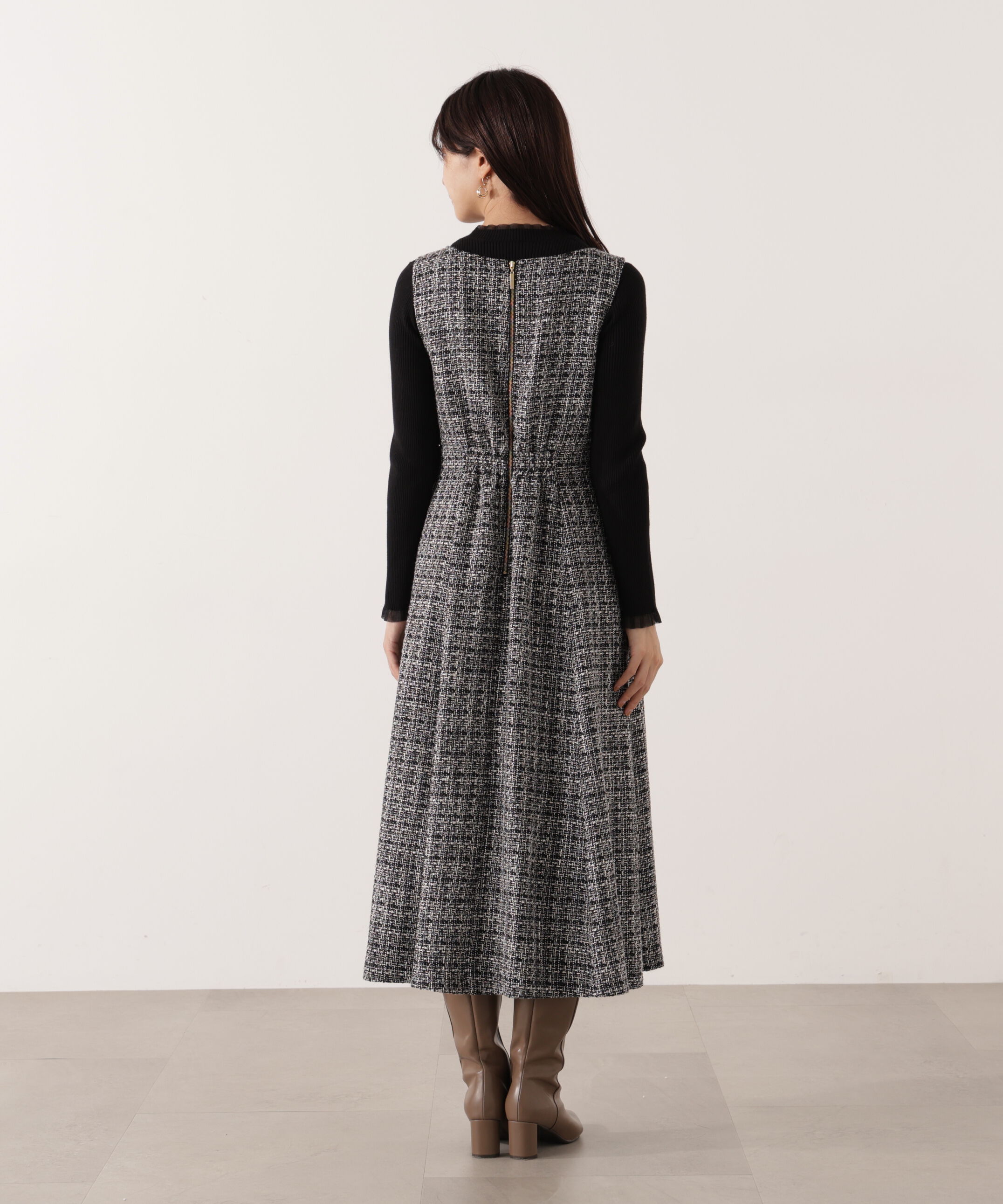 PROPORTION BODY DRESSING「ミックスツイードロングジャンスカ  25AW」|ワンピース|