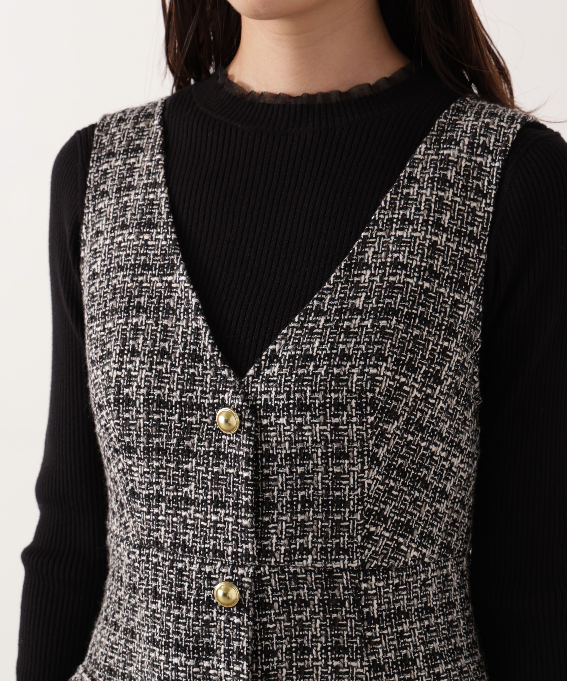 PROPORTION BODY DRESSING「ミックスツイードロングジャンスカ  25AW」|ワンピース|
