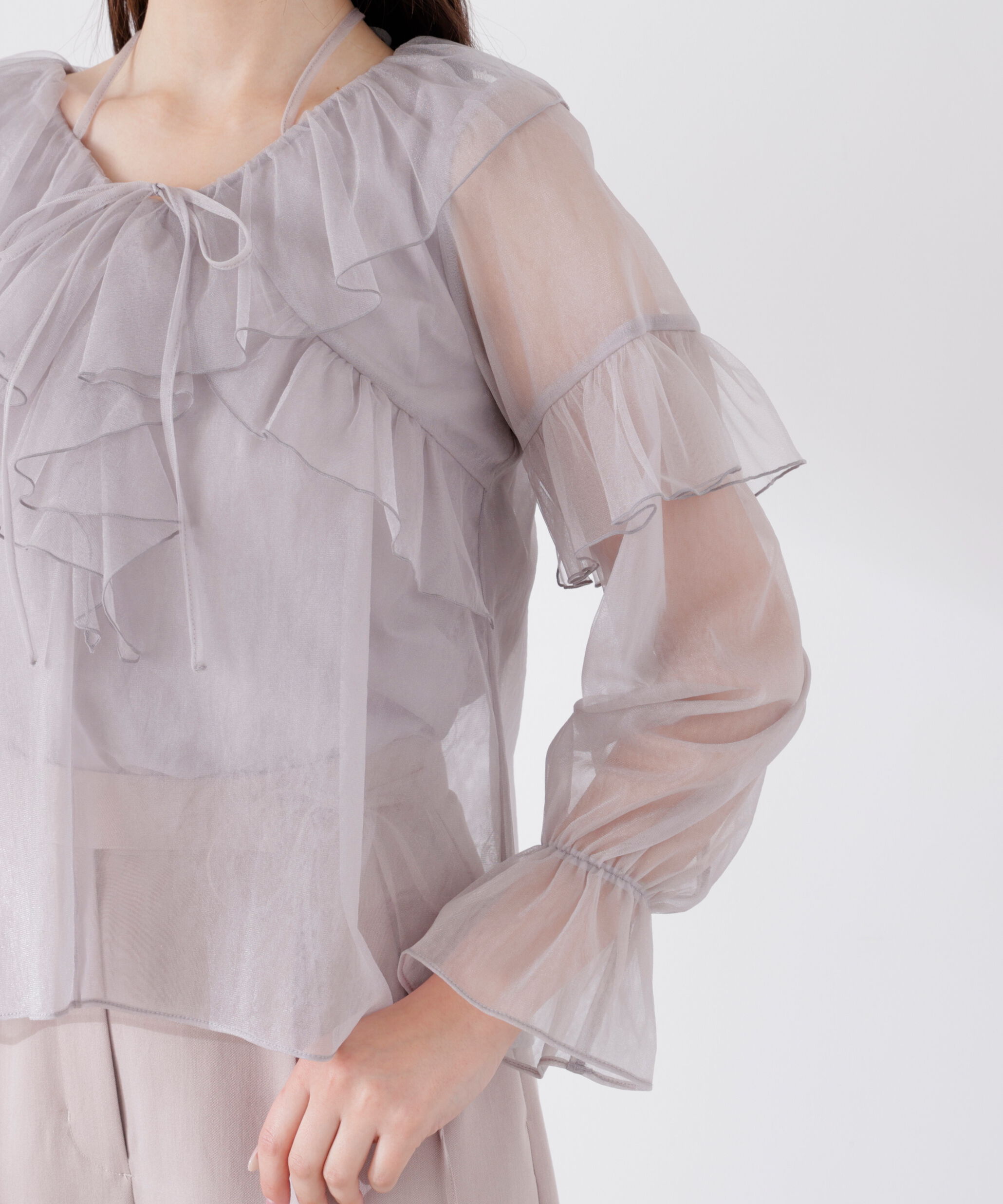 PROPORTION BODY DRESSING「チュールラッフルブラウス　26SS」|シャツ・ブラウス|