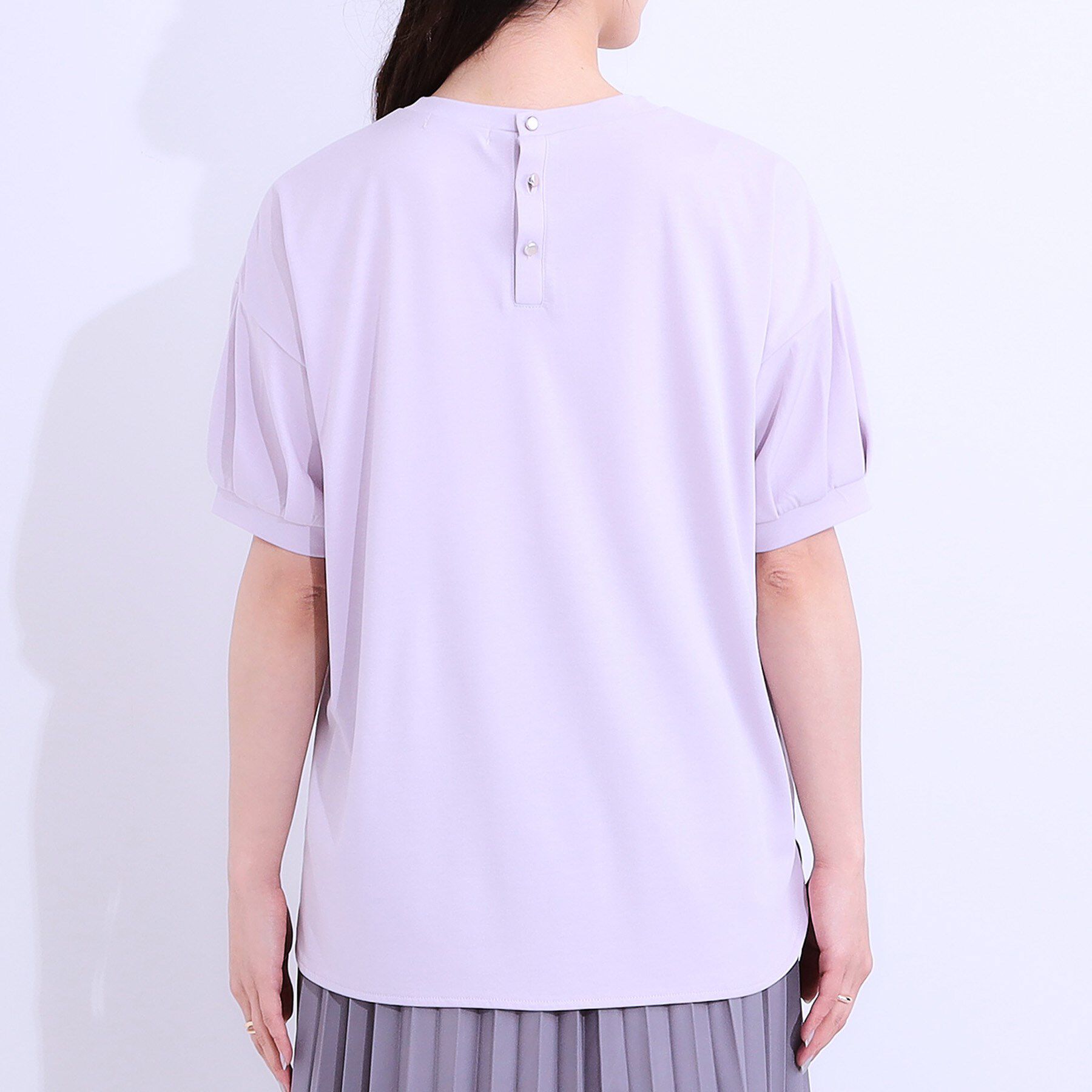 SHOO･LA･RUE「【S-LL/ひんやり/UV】ぷっくりラメプリントロゴTシャツ」|Tシャツ・カットソー|