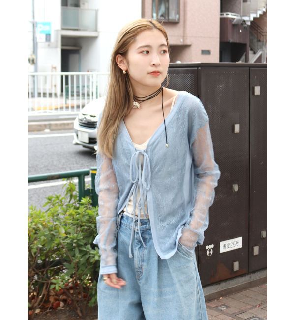 Ungrid「テレココンビレーストップス」|Tシャツ・カットソー|ブルー