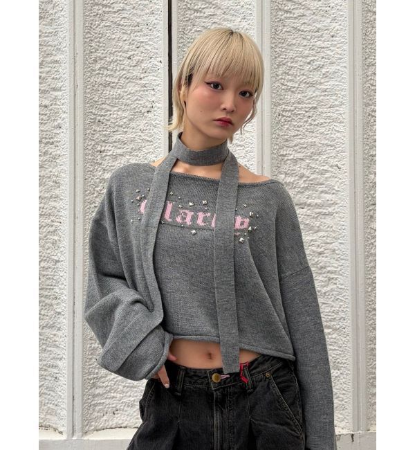 jouetie「オフショルチョーカーショートニット」|ニット・セーター|