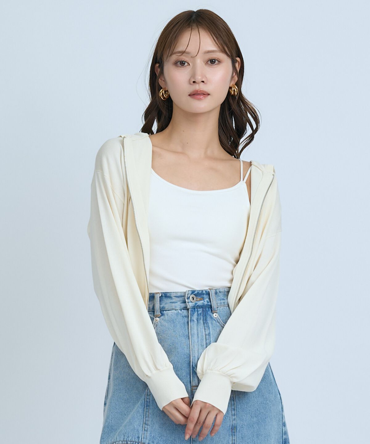 アンドクチュール「UVカットZIPパーカー」|パーカー|ベージュ