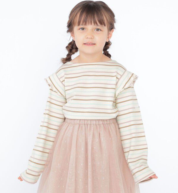 SHIPS KIDS「SHIPS KIDS:100～130cm / オーガニック コットン フリル プルオーバー」|Tシャツ・カットソー|