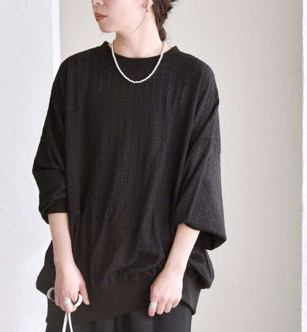 quaranciel「quaranciel:〈洗濯機可能〉ウィービング ジャカード コクーン プルオーバー」|Tシャツ・カットソー|